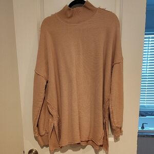 Free People We The Free Cowl Neck Sweater in Tan